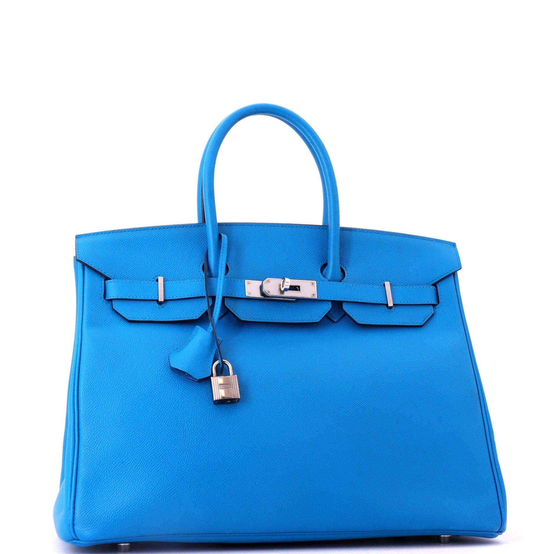 Pre-Owned Hermes Birkin Handbag Blue Epsom with Palladium Hardware 35, Alternate, color, Bleu Zanzibar