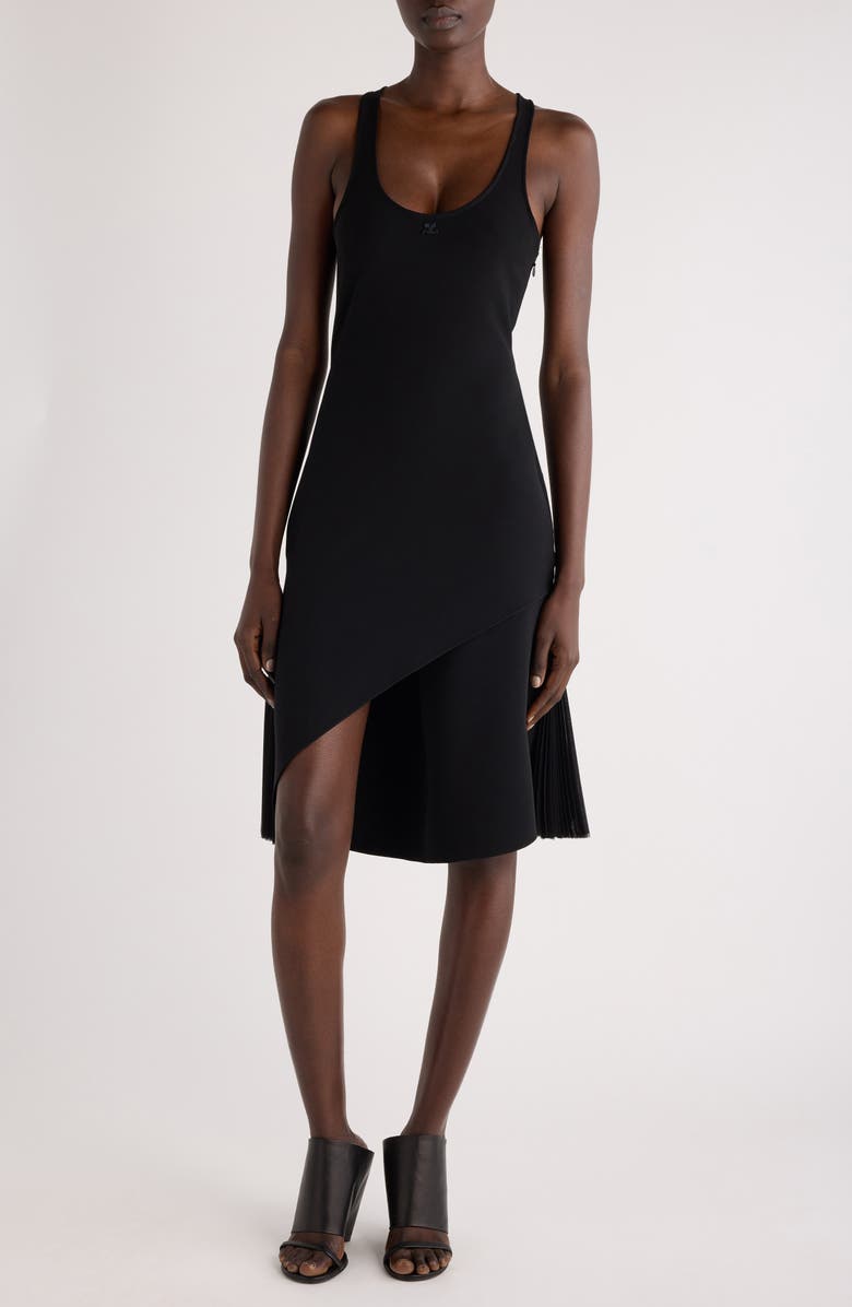 Courrèges Infinity Pleats Asymmetric Crepe A-Line Skirt, Alternate, color, Black