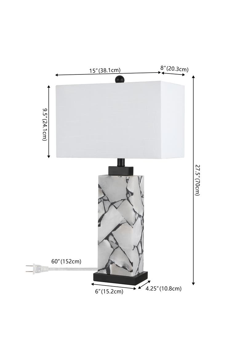 Elizabeth 27.5" Contemporary Coastal Alabaster LED Table Lamp, Alternate, color, White/Black