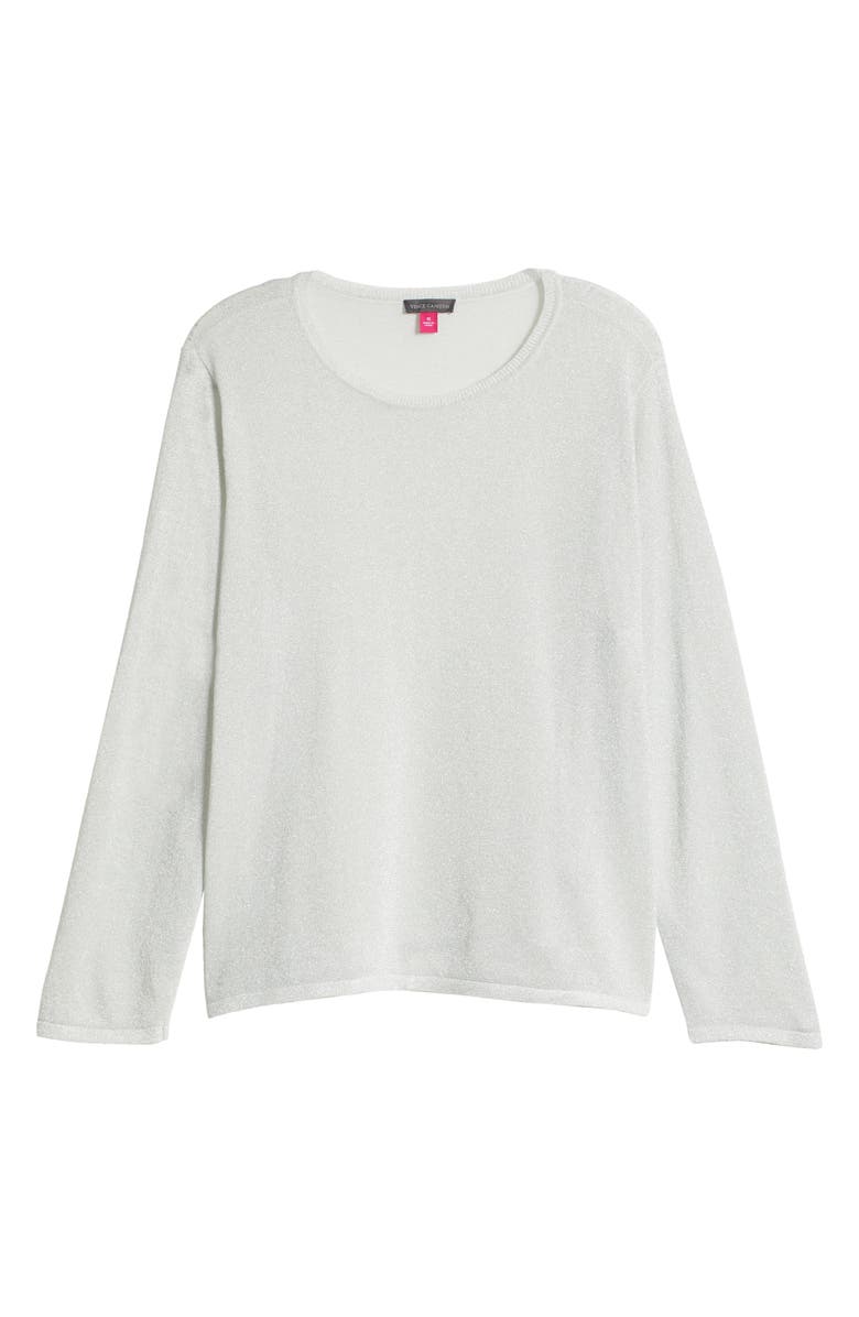 Vince Camuto Metallic Scoop Neck Sweater, Alternate, color, Ivory