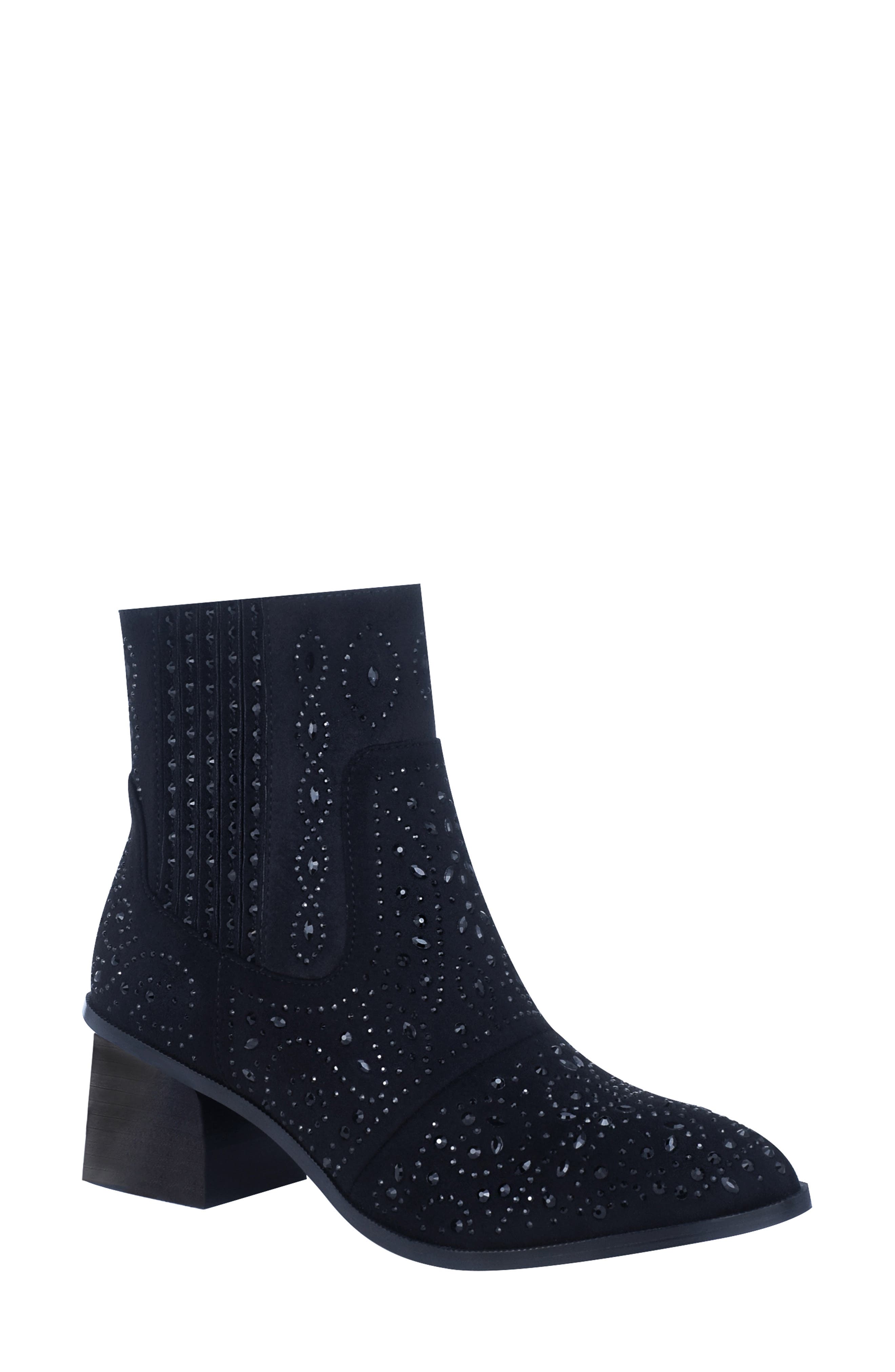 Impo Jackie Rhinestone Block Heel Bootie, Main, color, 
