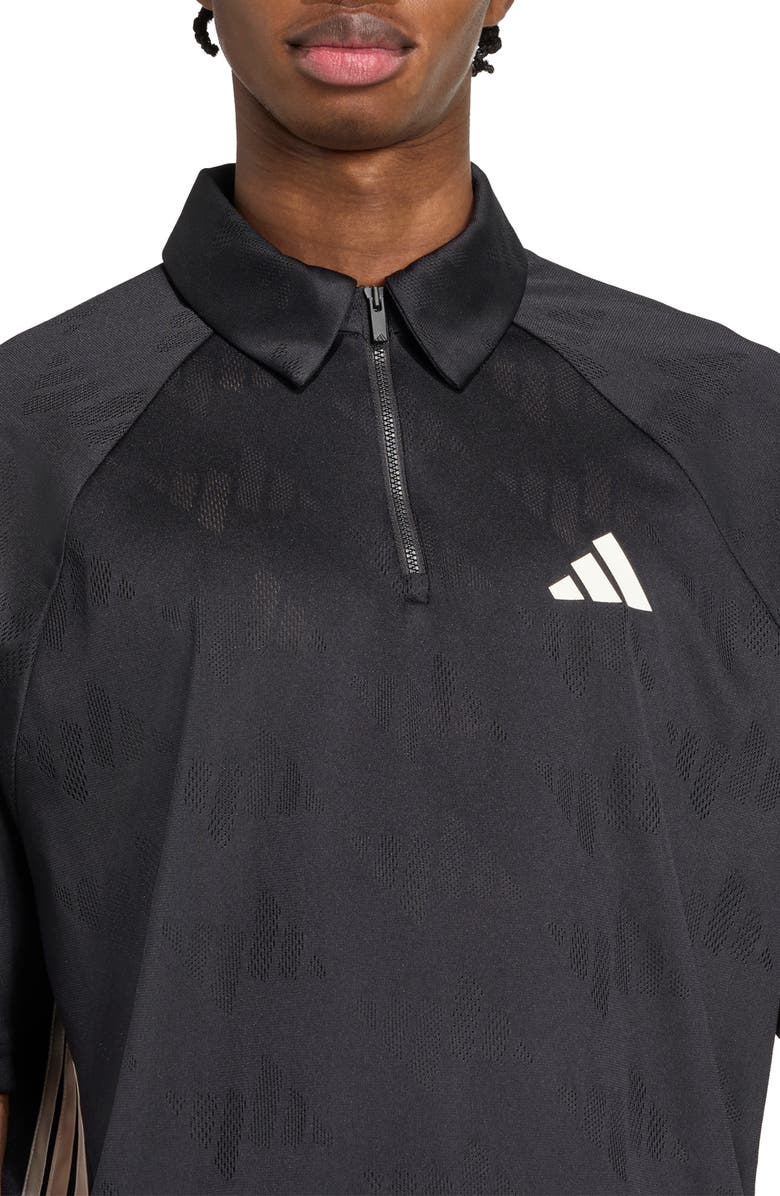 adidas Stadium Jacquard Polo, Alternate, color, Black/ Off White