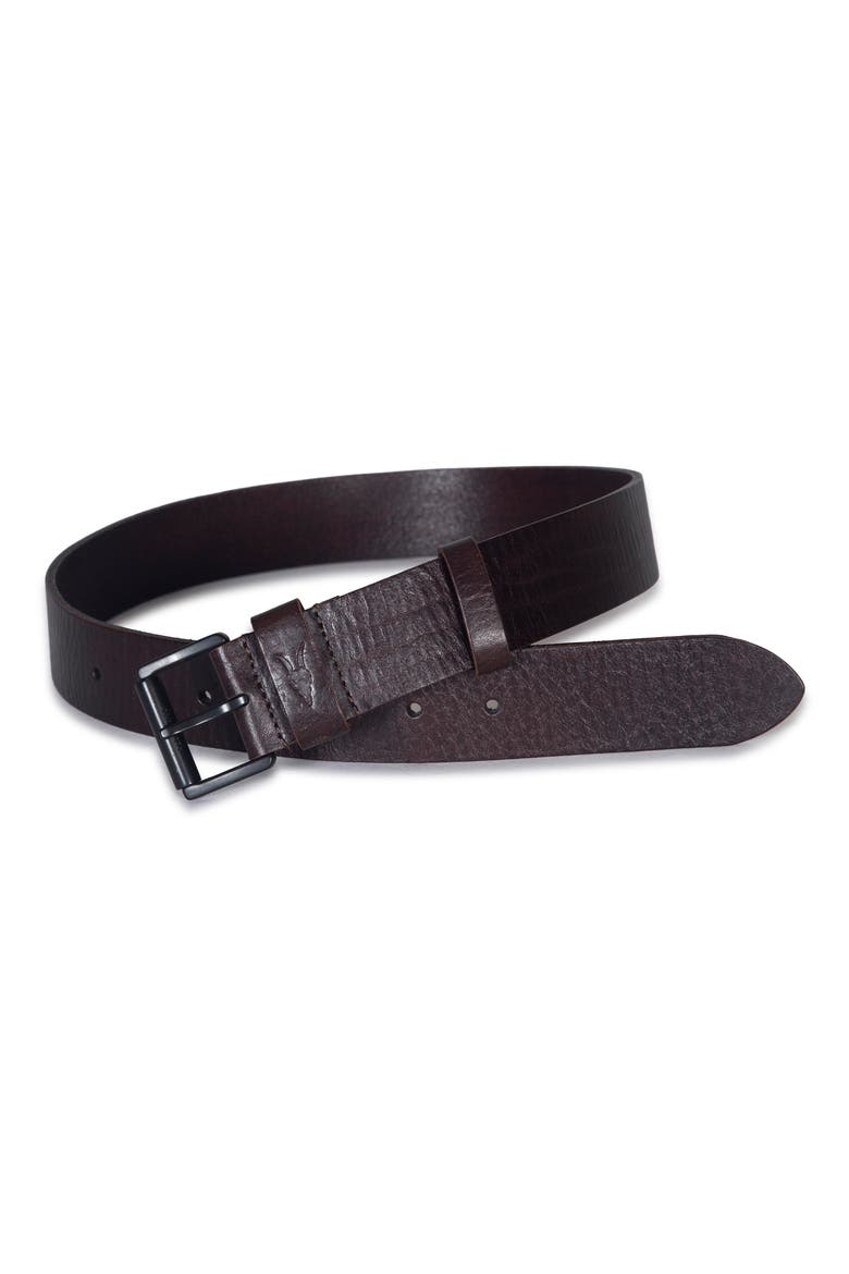 Distressed Milled Leather Belt, Alternate, color, BITTER BROWN