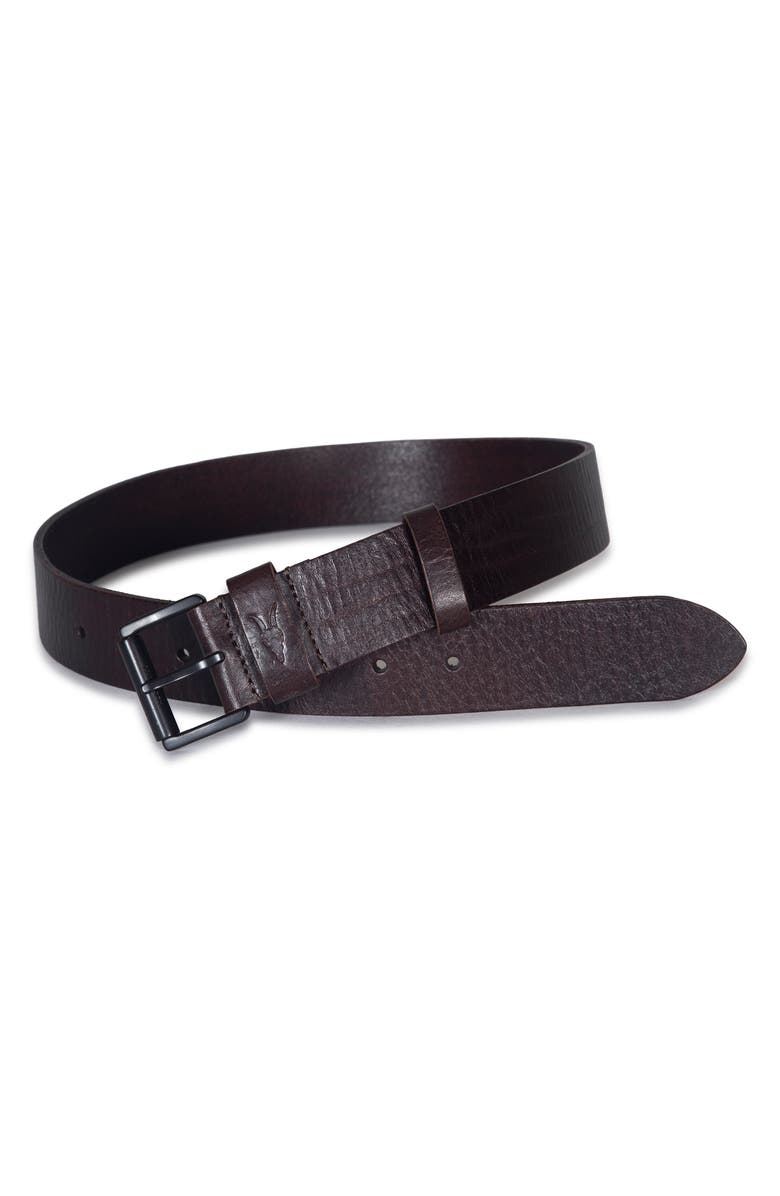 AllSaints Distressed Milled Leather Belt, Alternate, color, Bitter Brown