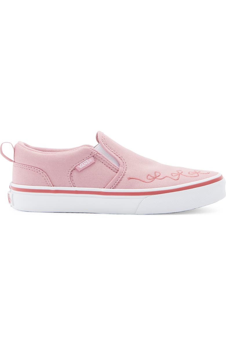 Vans Kids' Asher Slip-On Sneaker, Alternate, color, Embroidery Pink Dawn