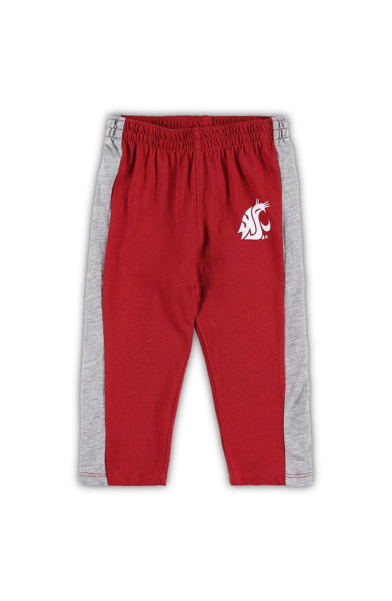 Outerstuff Infant Heather Gray/Crimson Washington State Cougars Little Kicker Long Sleeve Bodysuit and Sweatpants Set, Alternate, color,