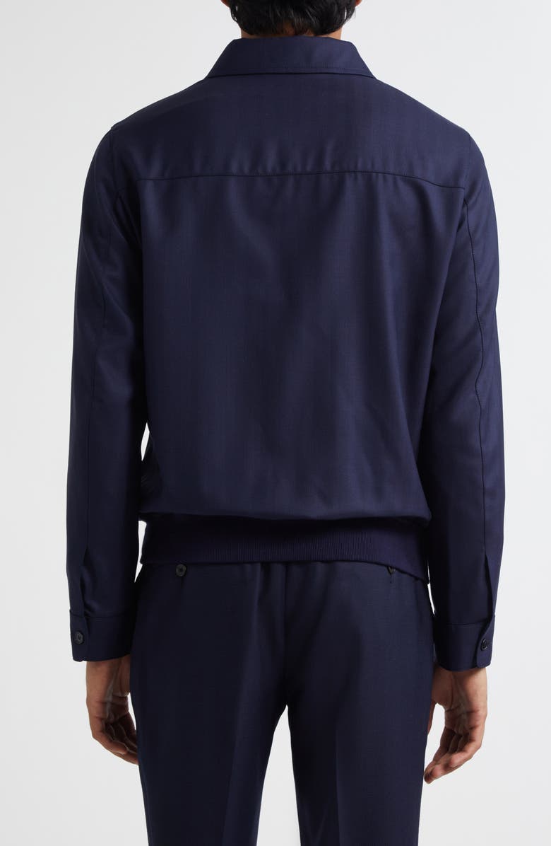 Thom Sweeney Spread Collar Wool Twill Bomber Jacket, Alternate, color, Navy