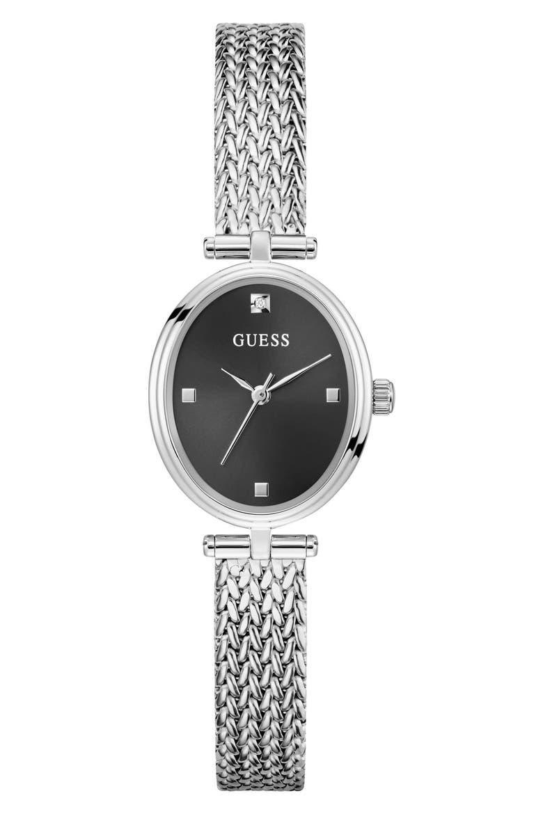 Ruby Oval Mesh Strap Watch, 24mm, Main, color, SILVER TONE
