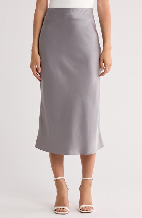 Maeve Bias Satin Midi Skirt