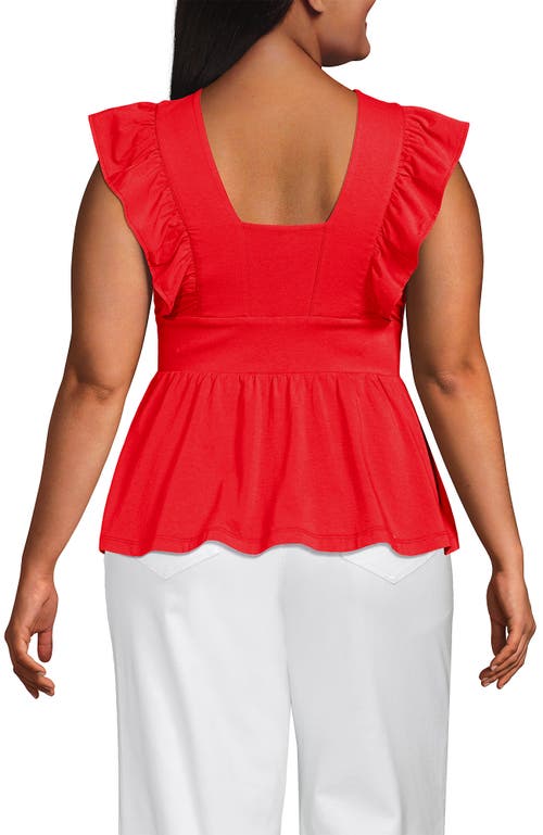 LANDS' END LANDS' END LIGHTWEIGHT JERSEY RUFFLE PEPLUM TOP