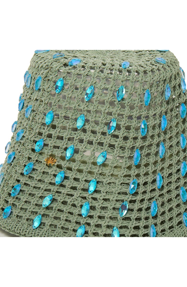 Lele Sadoughi Maya Open Weave Crystal Embellished Bucket Hat, Alternate, color, High Tide