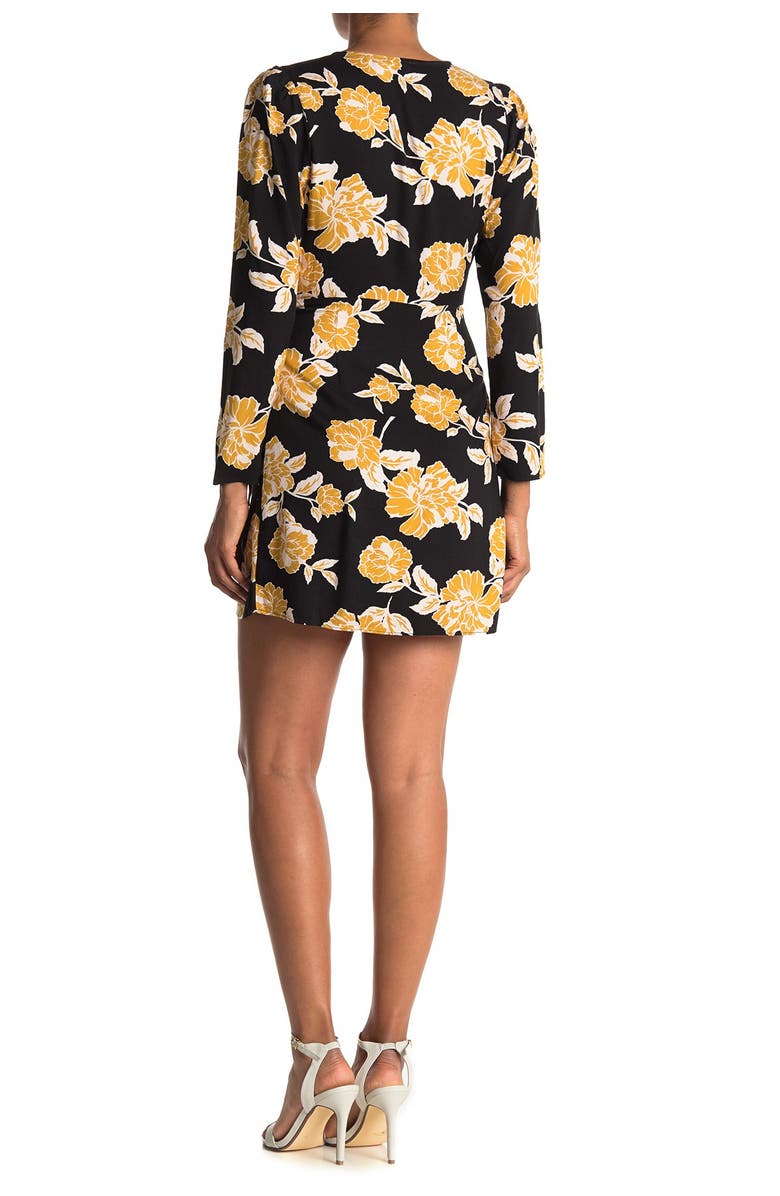 All in Favor Floral Long Sleeve Wrap Mini Dress, Alternate, color, 