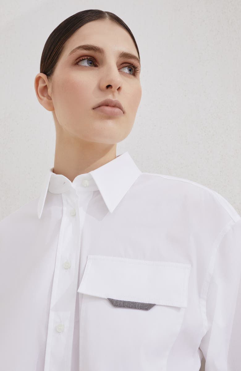 Brunello Cucinelli Stretch poplin shirt, Alternate, color, White
