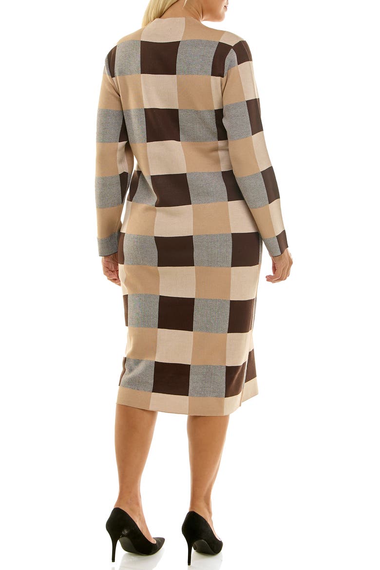 Mock Neck Long Sleeve Sheath Dress, Alternate, color, BROWN/TAN MULTI