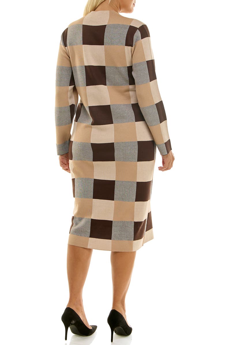 Nina Leonard Mock Neck Long Sleeve Sheath Dress, Alternate, color, Brown/Tan Multi