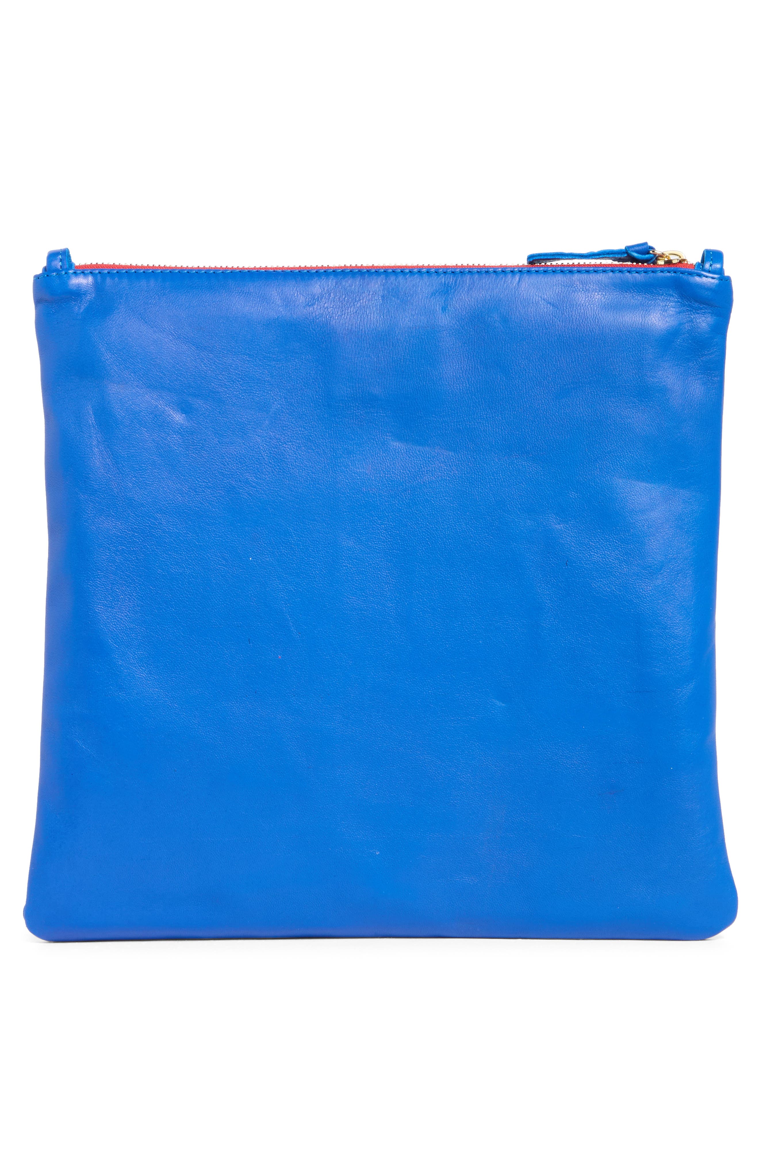 Clare V. L'et Leather Clutch, Alternate, color, Electric Blue