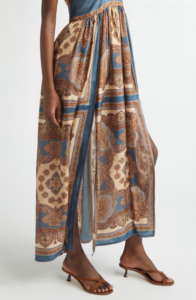 Zimmermann Mahon Print Empire Waist Silk Maxi Dress, Alternate, color, Dark Blue Paisley