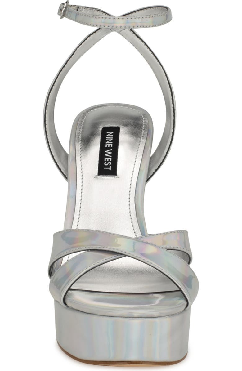 Nine West Jessie Ankle Strap Platform Sandal, Alternate, color, Silver