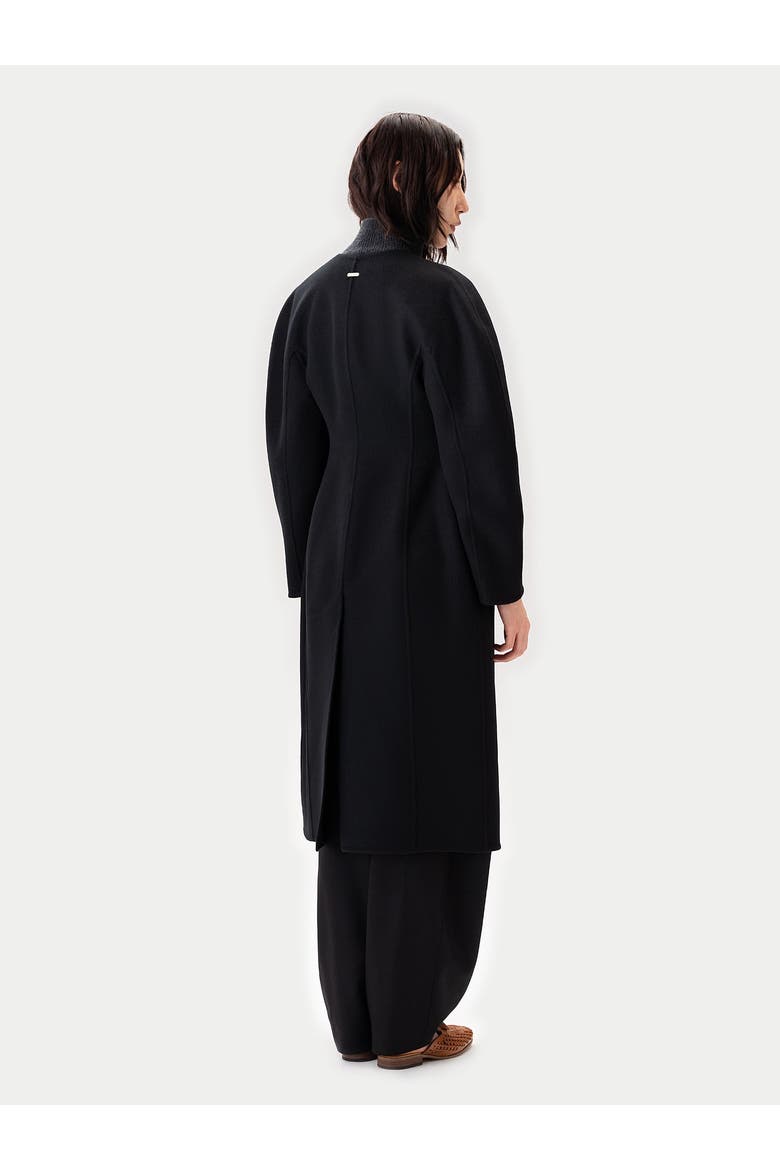 Oval-Sleeve Cashmere Coat, Alternate, color, black