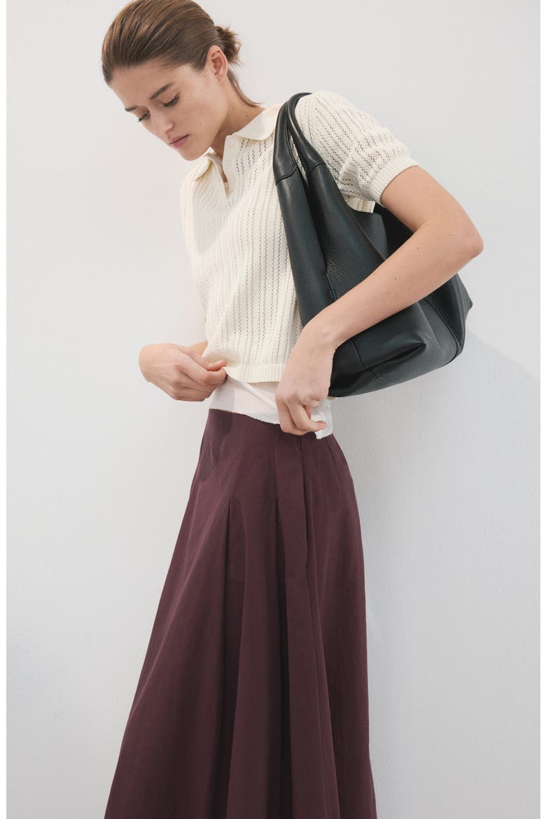 Pleated Midi Skirt, Alternate, color, MAROON