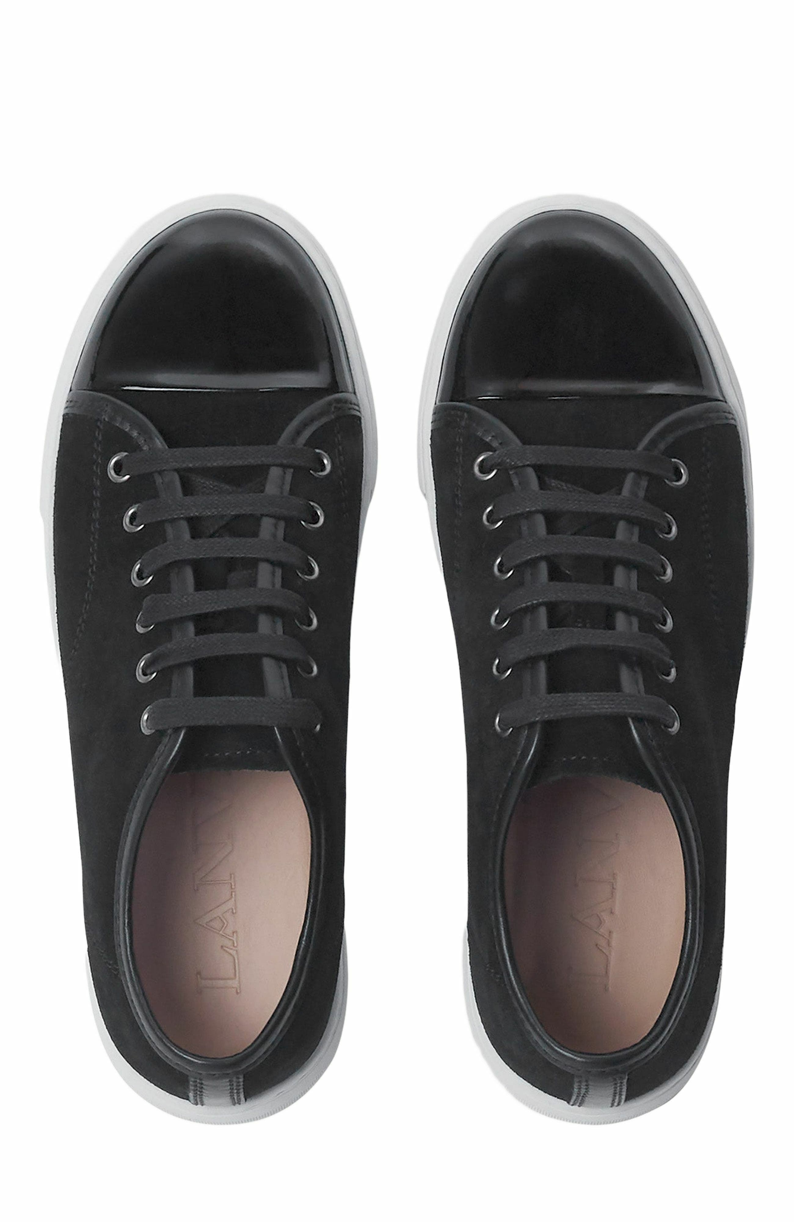 Lanvin DBB1 SNEAKERS IN SUEDE AND PATENT LEATHER, Alternate, color, Black