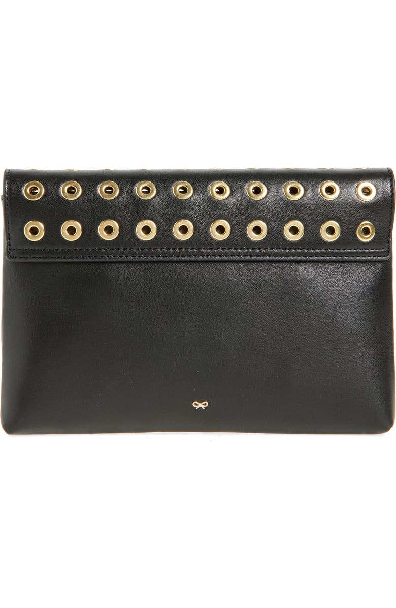 Anya Hindmarch Valorie Eyelet Leather Clutch, Alternate, color, Black
