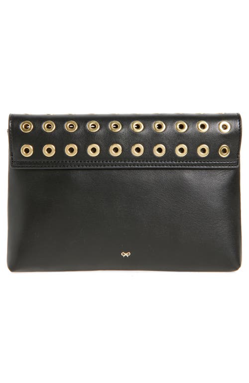 Anya Hindmarch Valorie Eyelet Leather Clutch In Black