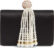 Nordstrom Imitation Pearl Fringe Satin Minaudière