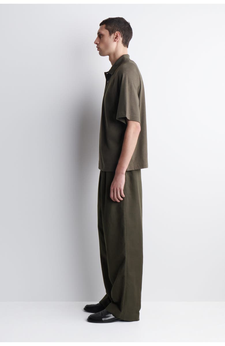 COS Relaxed Cotton-Linen Polo Shirt, Alternate, color, Brown