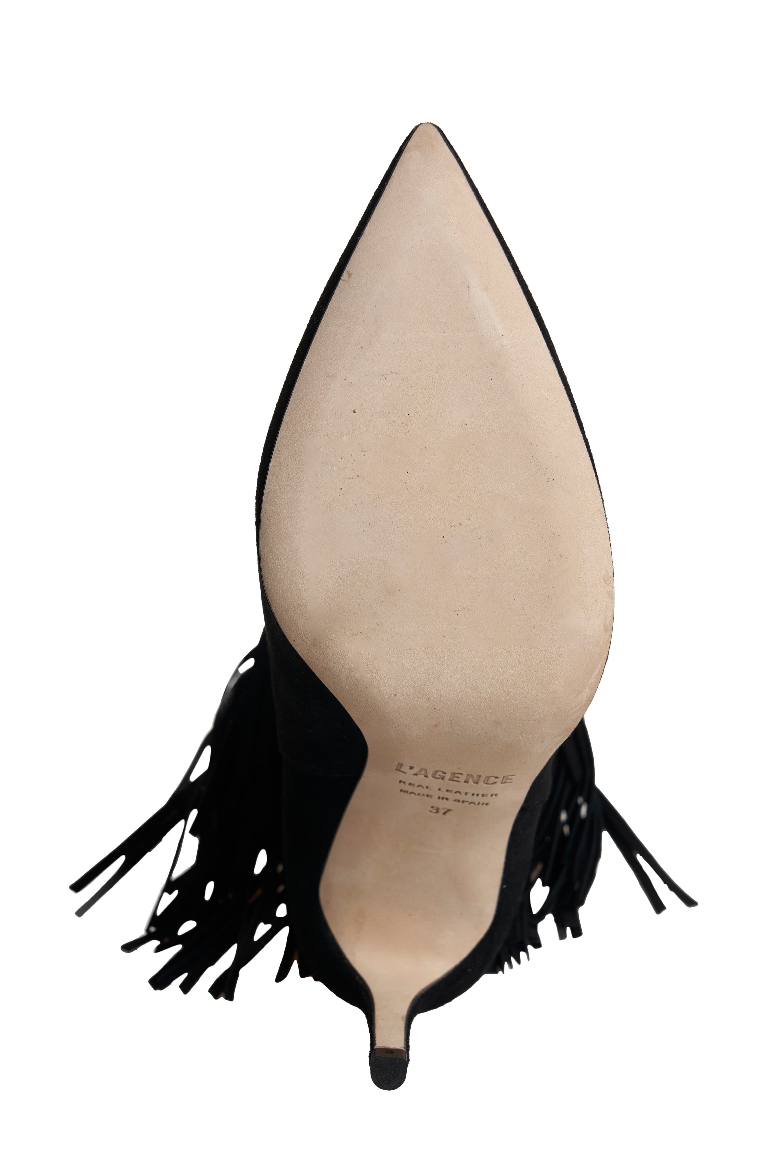 L'AGENCE Mathilde Fringe Stiletto Bootie, Alternate, color, 
