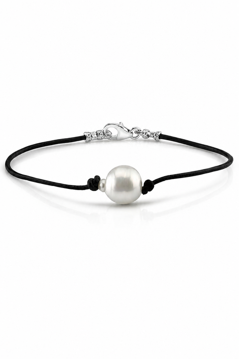 White South Sea Baroque Pearl Leather Bracelet