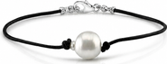 The Pearl Source White South Sea Baroque Pearl Leather Bracelet