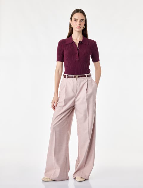 Belted Wide Leg Trousers