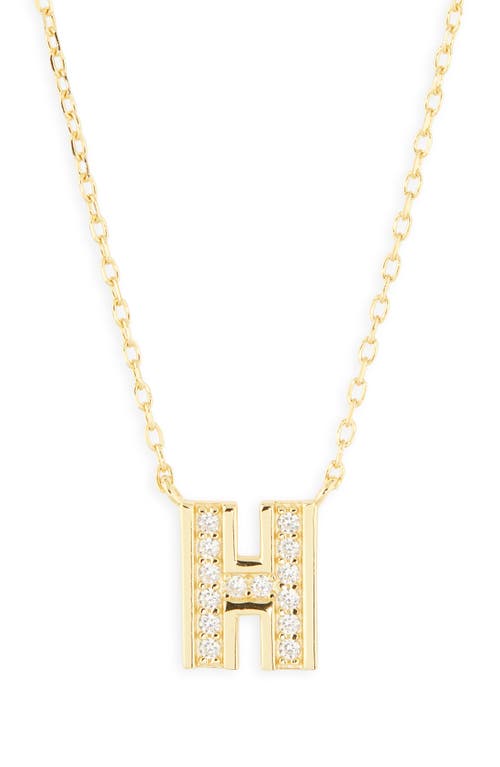 Argento Vivo Sterling Silver Cubic Zirconia Initial Pendant Necklace In Gold