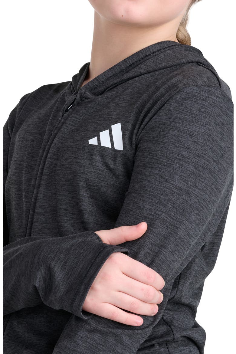 Kids' Full Zip Melange Hoodie, Alternate, color, BLACK/ GREY