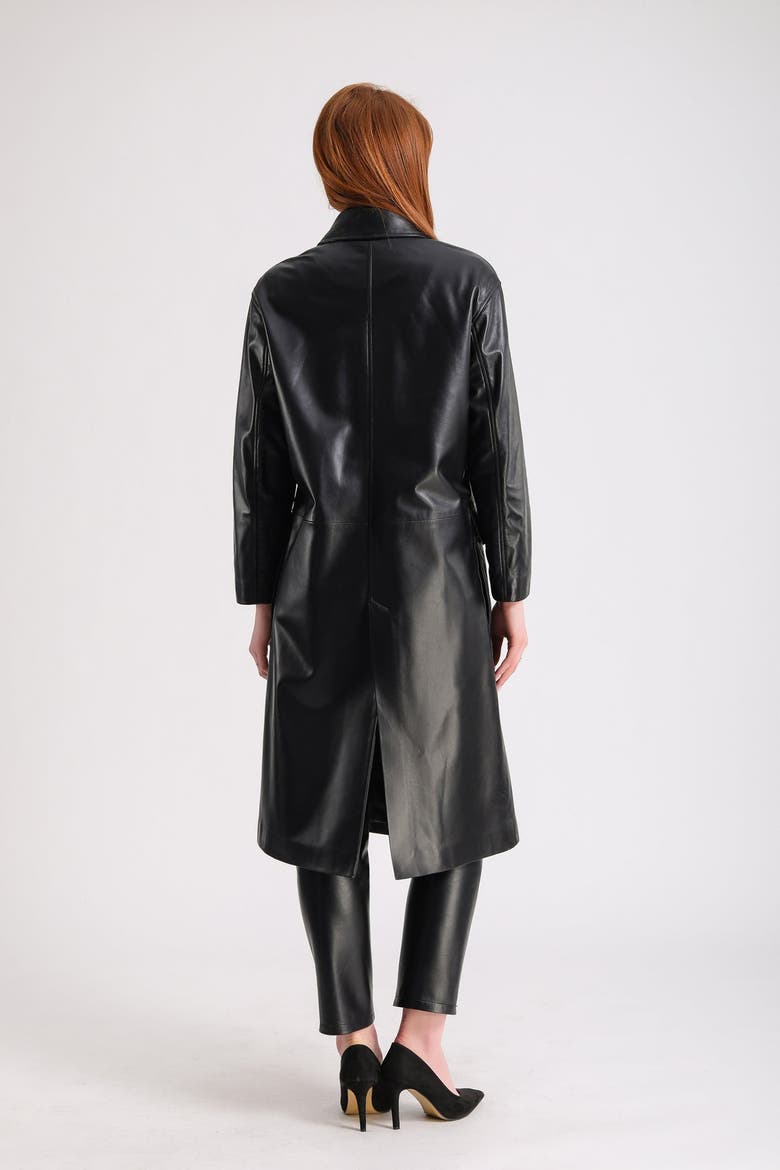 Pimlico Leather Trench Coat, Alternate, color, Black