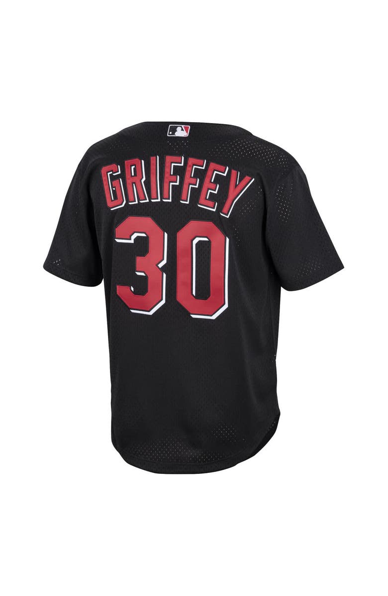 Mitchell & Ness Men's Mitchell & Ness Ken Griffey Jr. Black Cincinnati Reds Cooperstown Collection Mesh Batting Practice Button-Up Jersey, Alternate, color, 