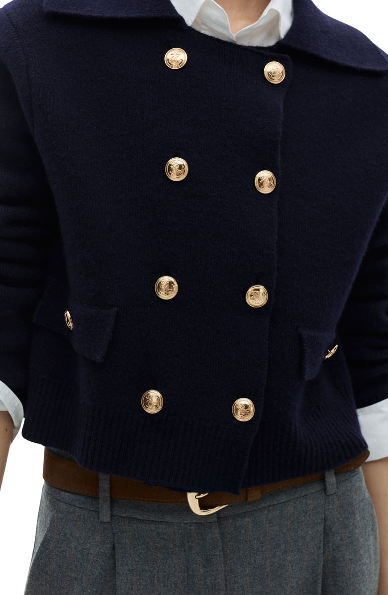 MANGO Double Breasted Wool Blend Blazer, Main, color, 