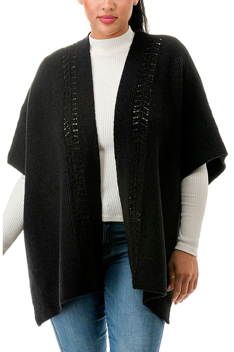 Knit Poncho, Main, color, BLACK