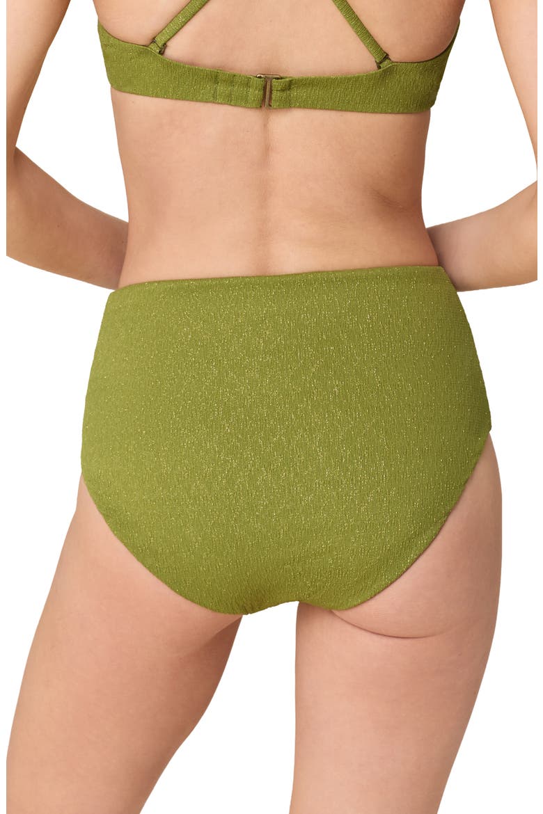 The High Waist Metallic Bikini Bottoms, Alternate, color, CACTUS
