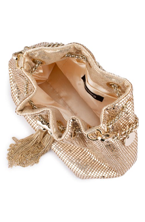 Olga Berg Sylvia Mesh Drawstring Top Handle Bag In Gold