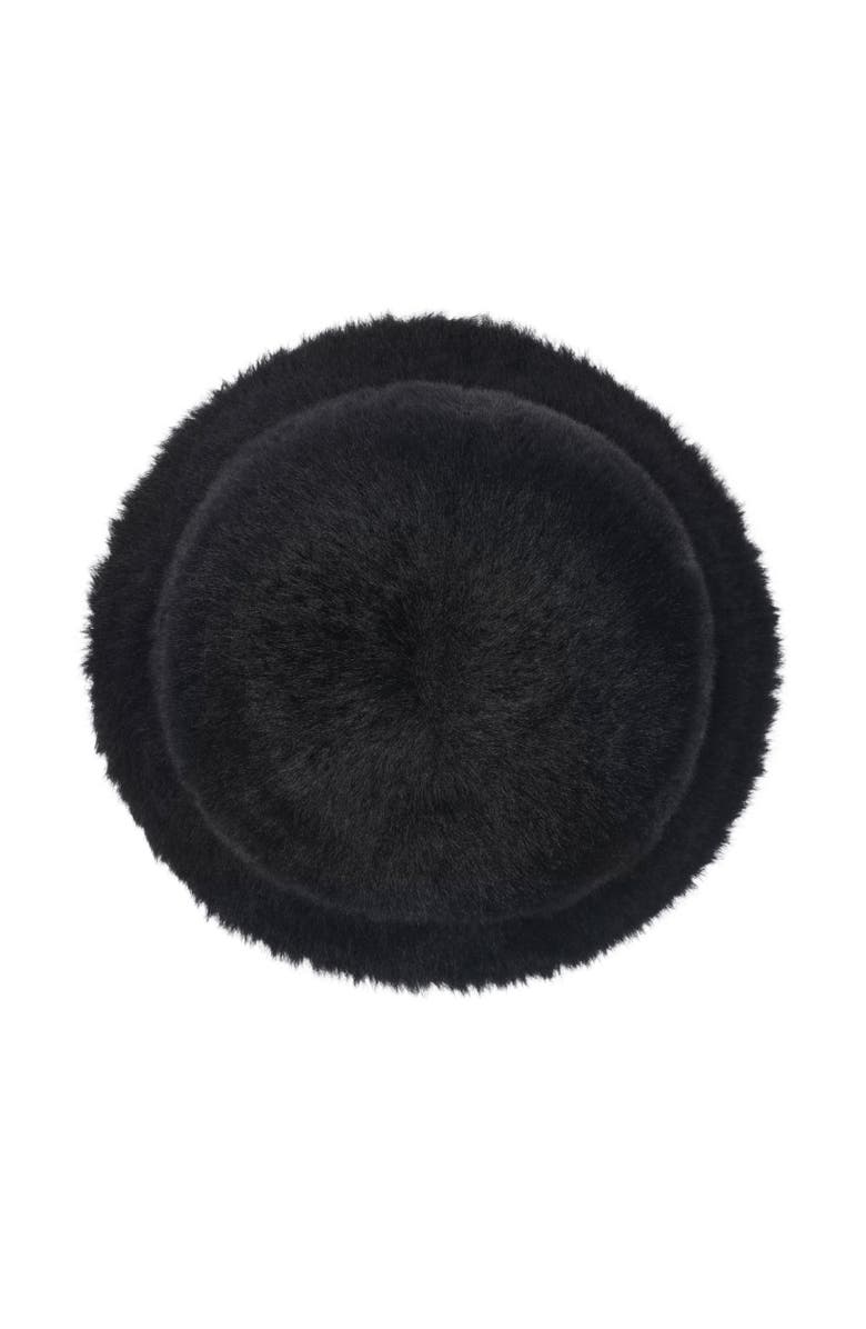 Burberry Knight Stamp Faux Fur Bucket Hat, Alternate, color, Black