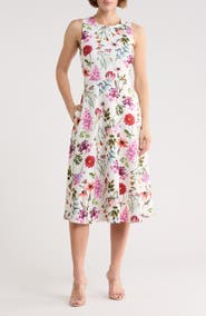 Eliza J Floral Sleeveless Fit & Flare Midi Dress