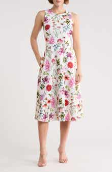 Eliza J Floral Sleeveless Fit & Flare Midi Dress