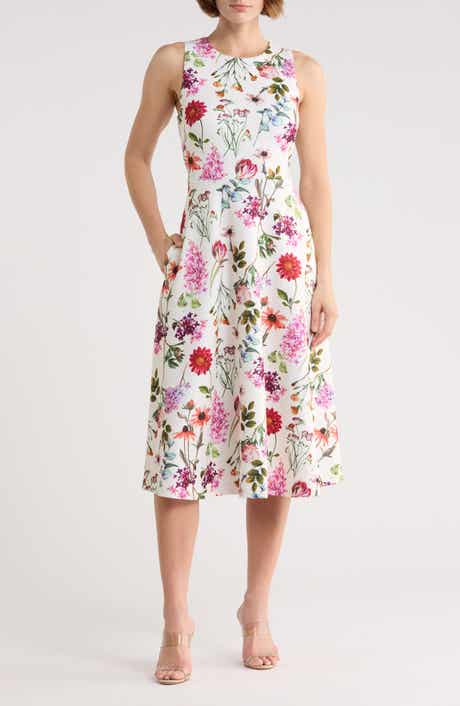 Eliza J Floral Sleeveless Fit & Flare Midi Dress