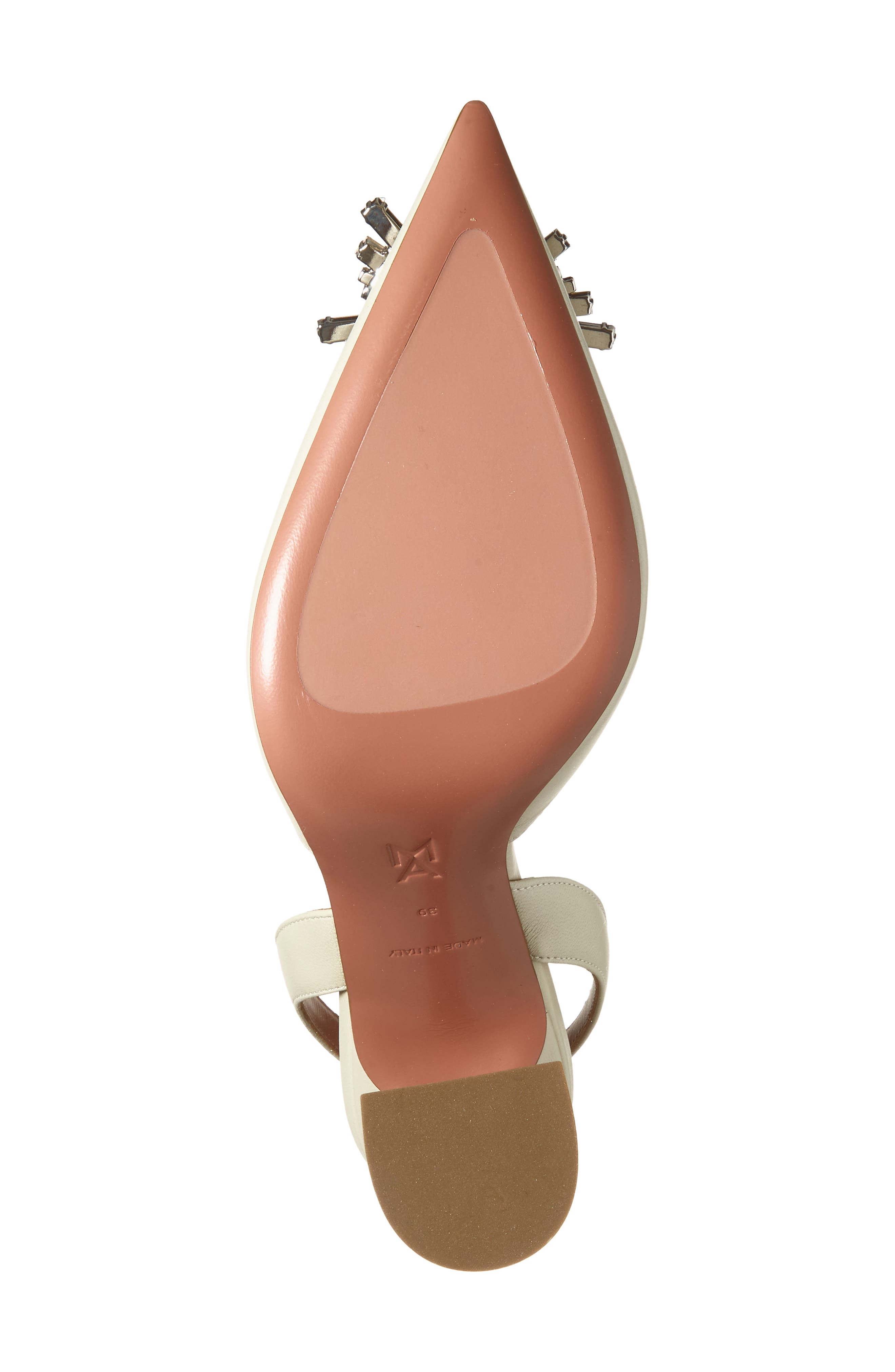 Amina Muaddi Begum Crystal Pointed Toe Slingback Pump, Alternate, color, Almond Nappa