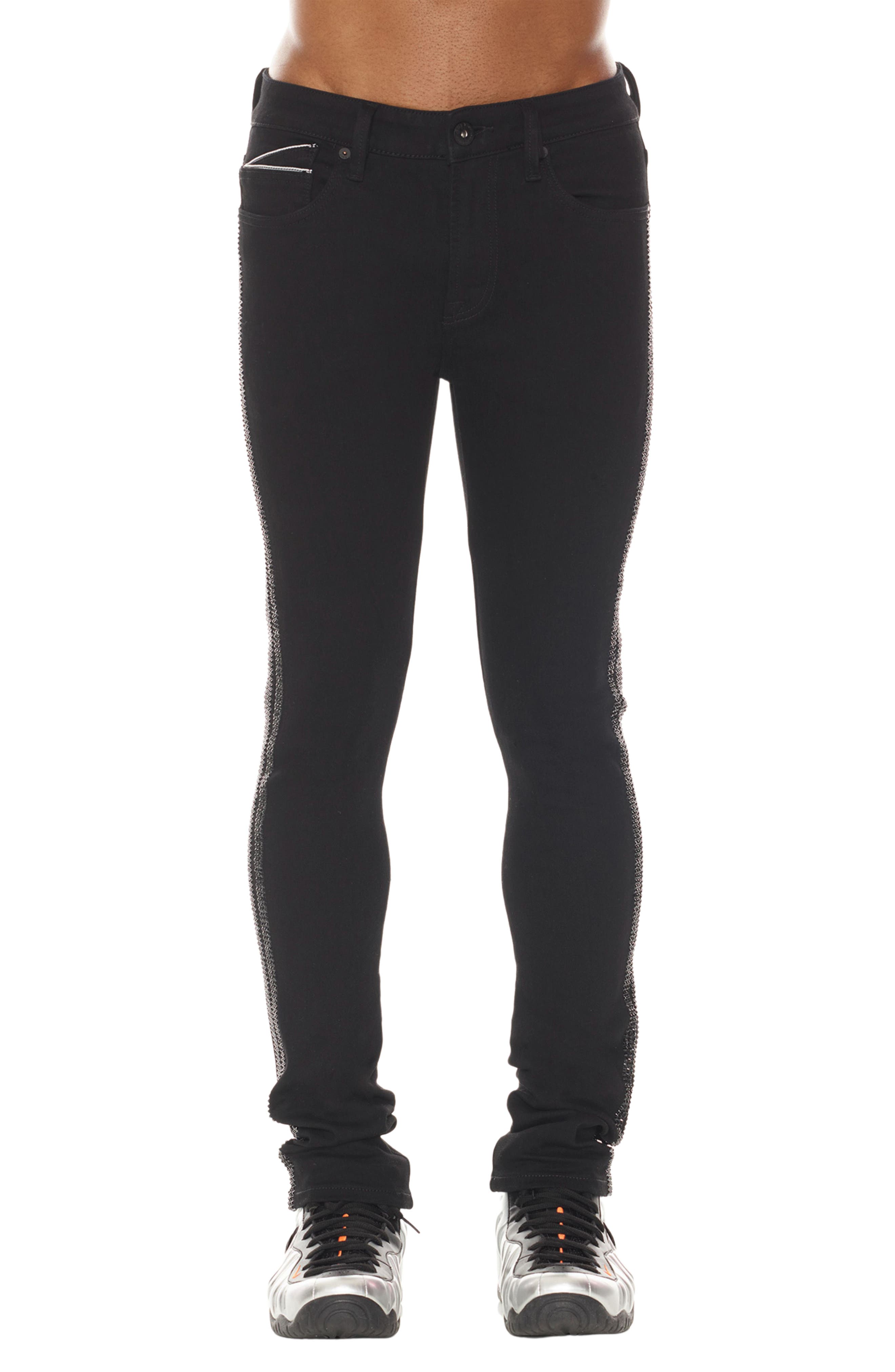 Cult of Individuality Punk Crystal Embellished Stretch Super Skinny Jeans