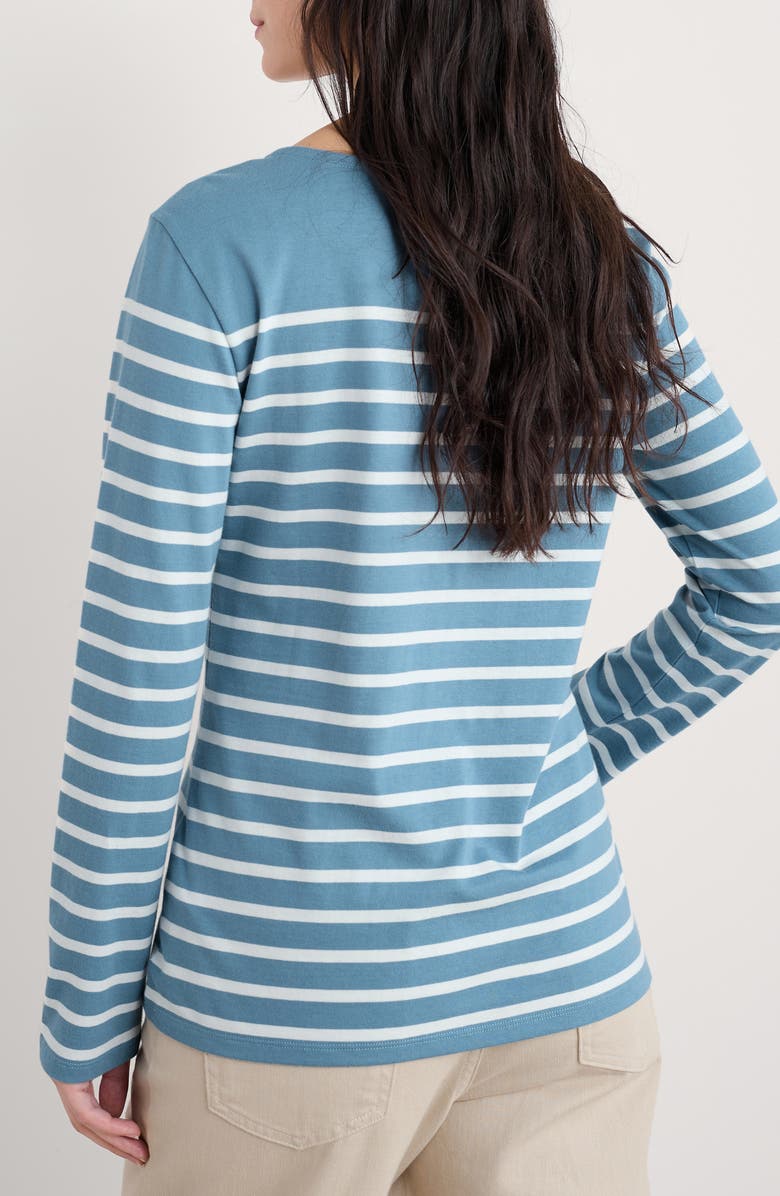 Seasalt Cornwall Sailor Stripe Long Sleeve Organic Cotton T-Shirt, Alternate, color, Falmouth Breton Horizon Chalk