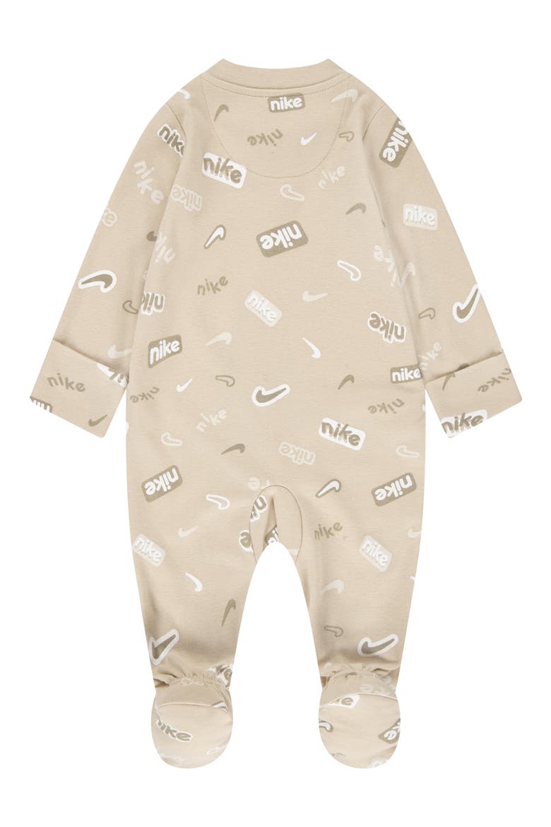 Logo Print Zip Footie, Alternate, color, SANDDRIFT