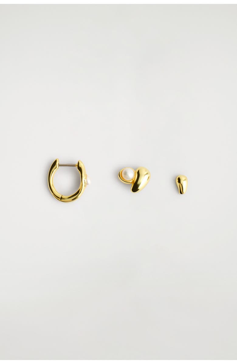 COS 3-Pack Mismatched Teardrop Earrings, Alternate, color, Gold